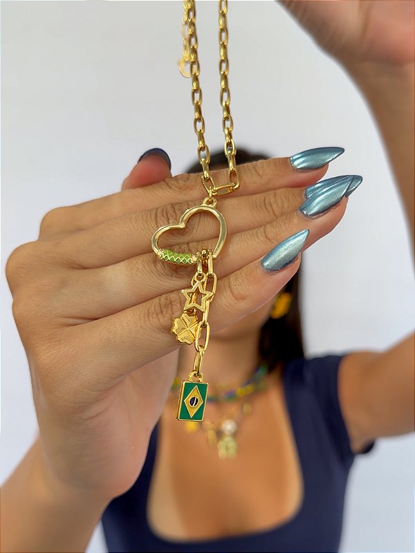 Colar Gravatinha Brasil Sortudo