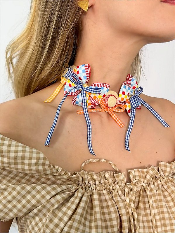 Choker Chapéuzinho Xadrez Color