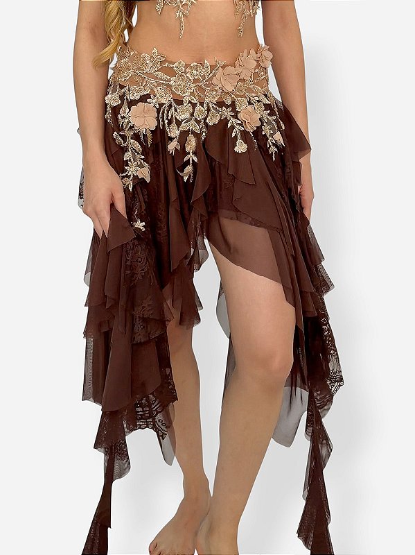 Saia Midi Renda Fada Amber
