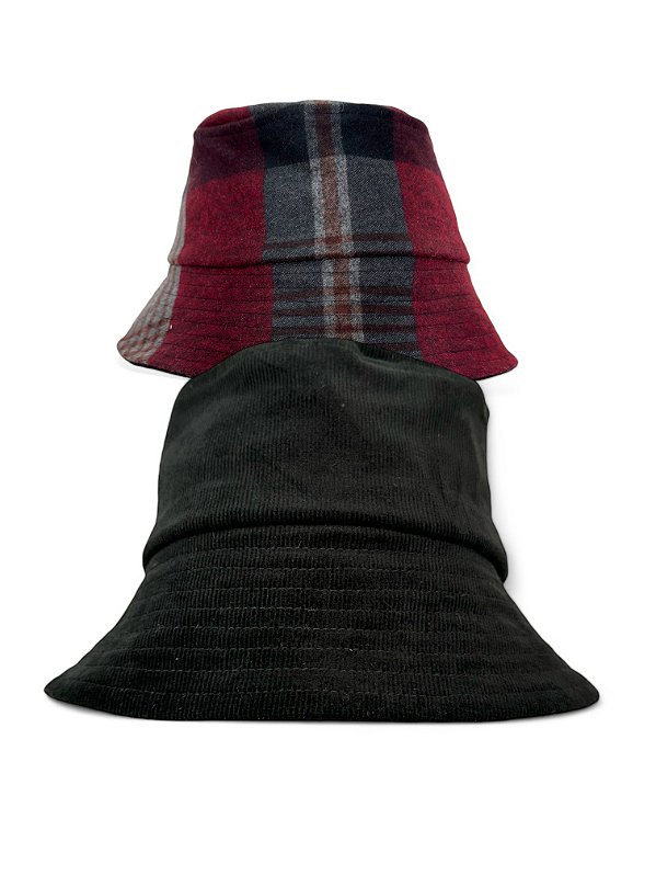 Bucket Hat Dupla Face Xadrez & Preto