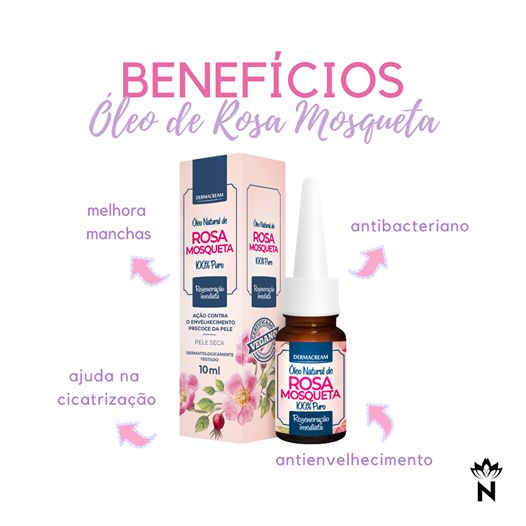 ÓLEO NATURAL ROSA MOSQUETA 100% PURO DERMACREAM 10ml