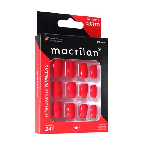 UNHA POSTIÇA VERMELHO MACRILAN CURTA