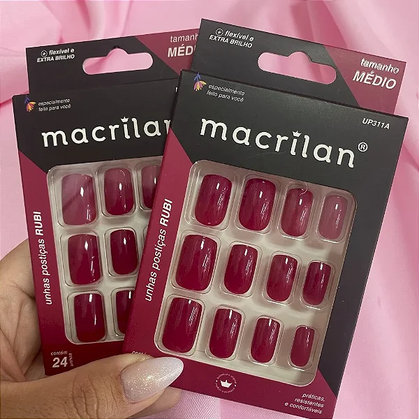 UNHAS POSTIÇAS RUBI MÉDIO 24UND MACRILAN