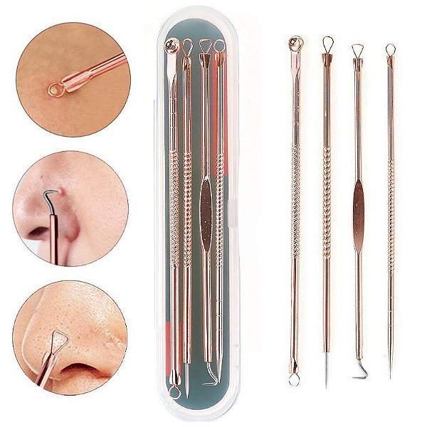 KIT EXTRATOR DE CRAVOS 4 PEÇAS DOURADO
