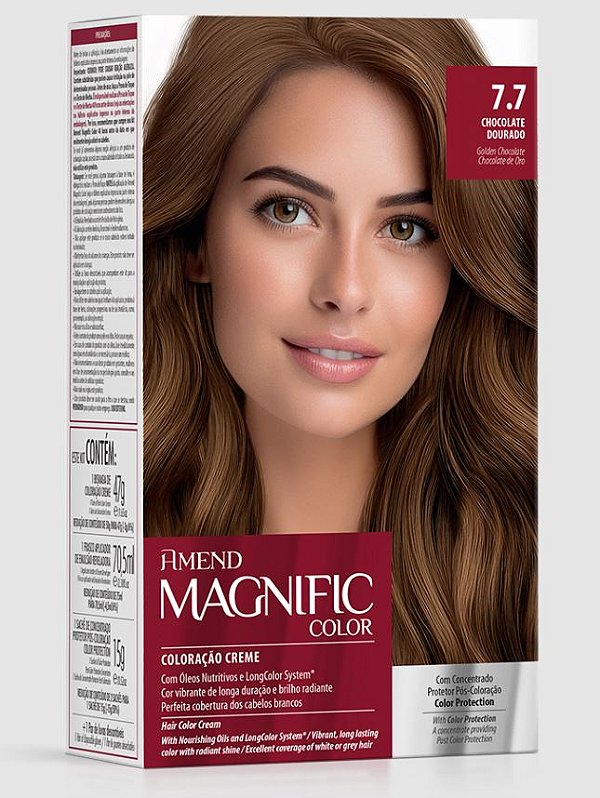 COLORAÇÃO CREME AMEND MAGNIFIC COLOR AMEND COR CHOCOLATE DOURADO 7.7