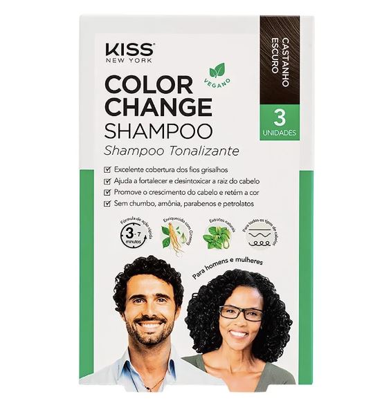 SHAMPOO TONALIZANTE KISS NEW YORK 3 UNIDADES CASTANHO ESCURO
