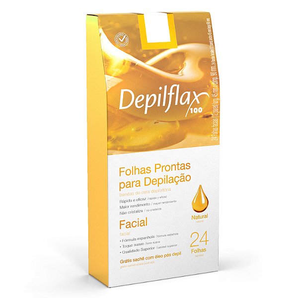 FOLHAS PRONTAS PARA DEPILAÇÃO FACIAL NATURAL DEPILFLAX 24UN