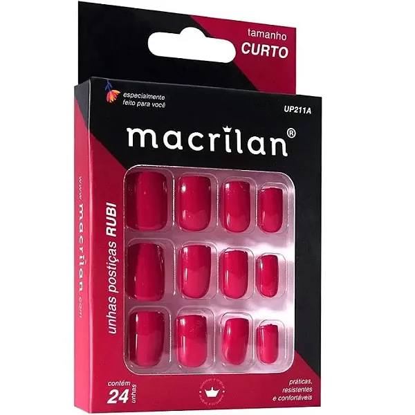 UNHAS POSTIÇAS RUBI CURTO 24UND MACRILAN