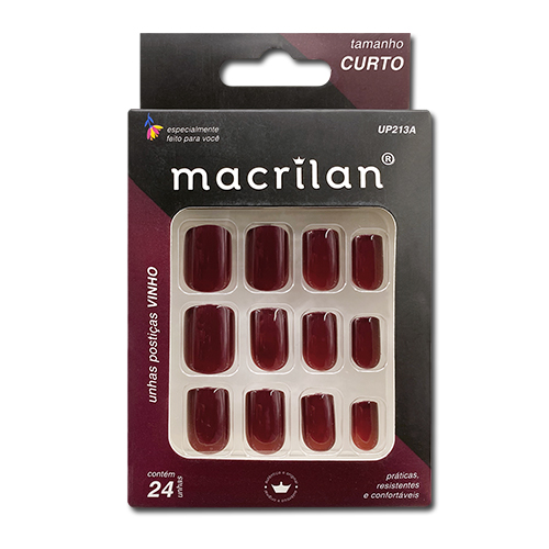 UNHAS POSTIÇAS VINHO MACRILAN 24UN CURTO