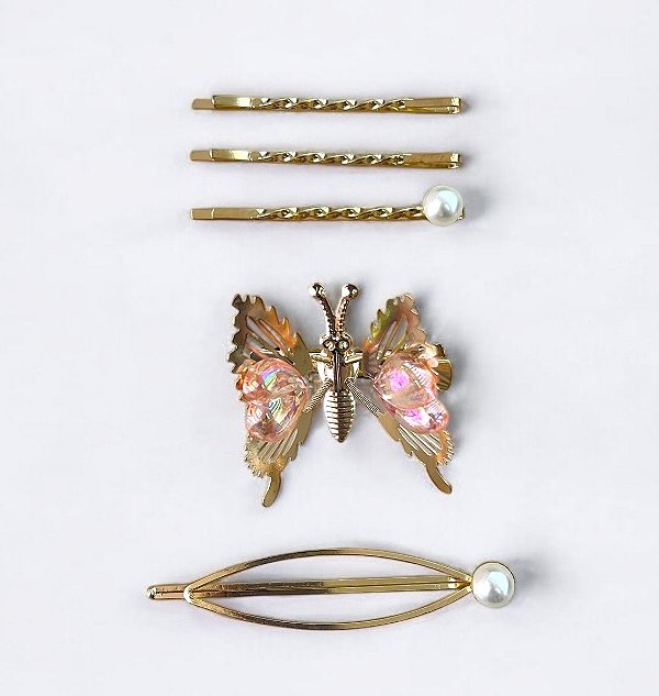 CONJUNTO DE PRESILHAS BORBOLETA CORES DIVERSAS