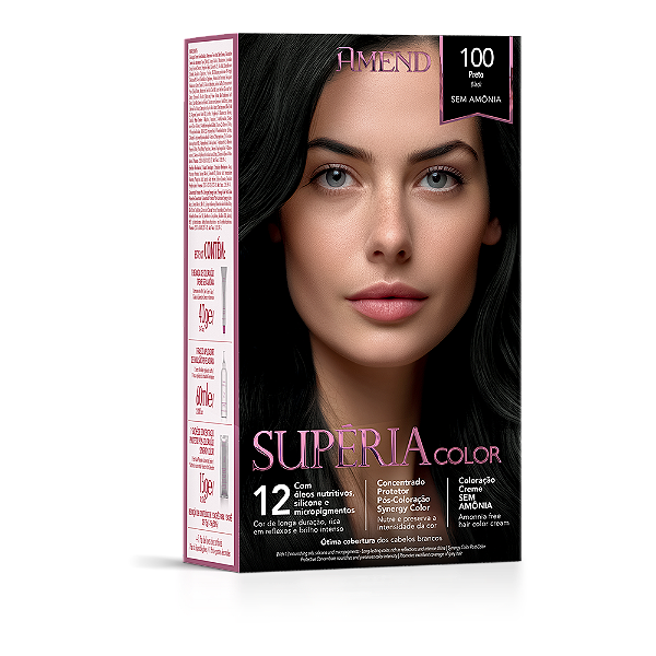 COLORAÇÃO CREME SEM AMÔNIA AMEND PRETO 100