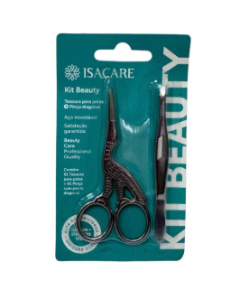KIT BEAUTY TESOURA PARA PELOS E PINÇA DIAGONAL ISACARE