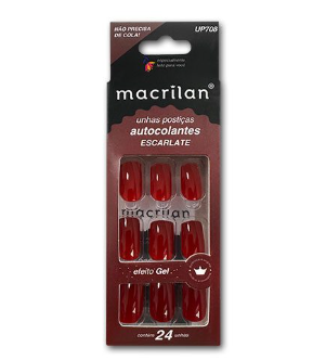 UNHAS POSTIÇAS AUTOCOLANTES ESCARLATE MACRILAN 24UNHAS