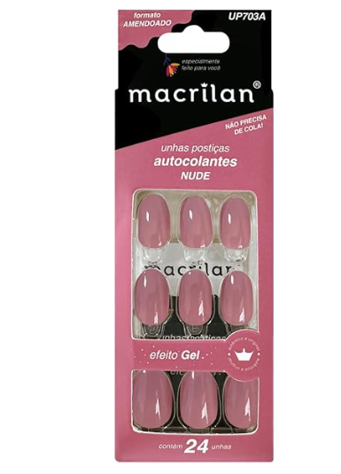 UNHAS POSTIÇAS AUTOCOLANTES NUDE MACRILAN 24UNHAS