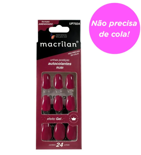 UNHAS POSTIÇAS AUTOCOLANTES RUBI MACRILAN 24UNHAS