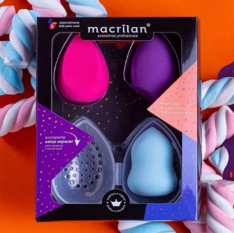 TRIO DE ESPONJAS COM ESTOJO MACRILAN