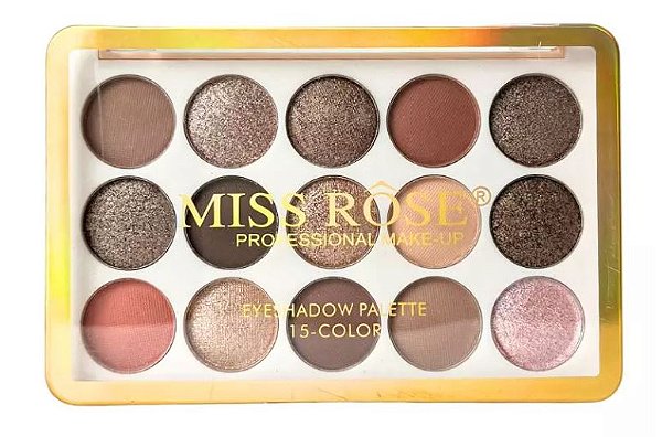 PALETA DE SOMBRAS MISS ROSE 15 CORES