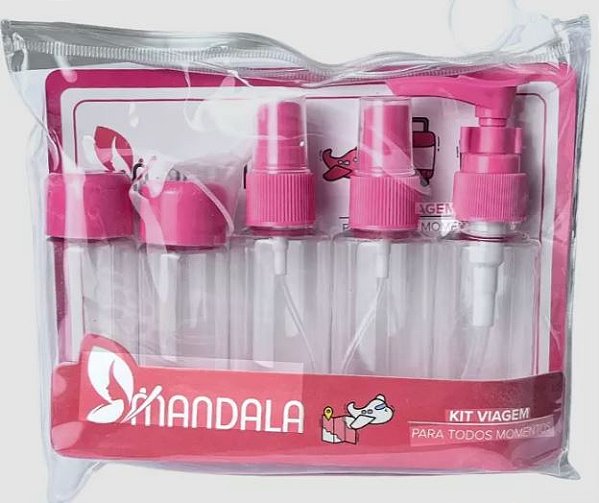 KIT VIAGEM MANDALA 5 FRASCOS CORES VARIADAS