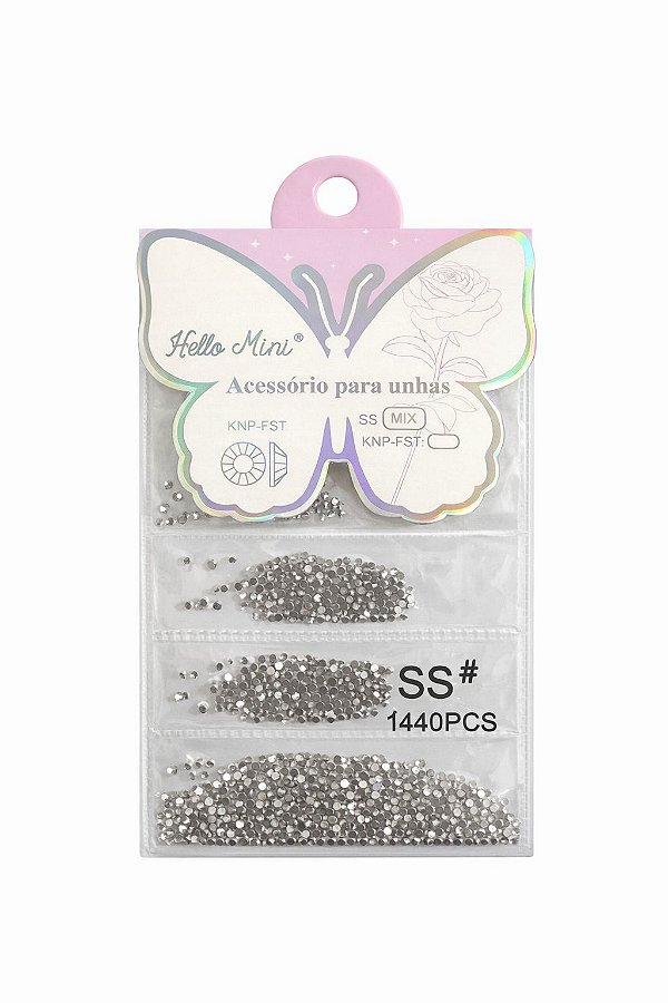 STRASS DE BRILHO HELLO MINI MIX PRATA