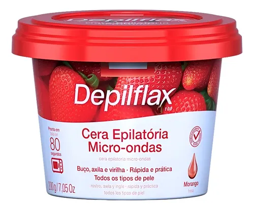 CERA EPILATÓRIA MICROONDAS DEPILFLAX MORANGO 200g