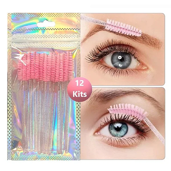 KIT 12 ESCOVINHAS PARA CÍLIOS/SOBRANCELHA