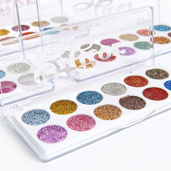 PALETA DE SOMBRAS GLITTER 12 CORES VIVAI