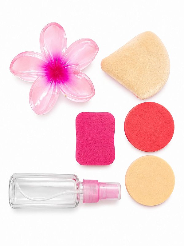 KIT ESPONJAS PÓ+ PRENDEDOR FLOR+ EMBALAGEM SPRAY