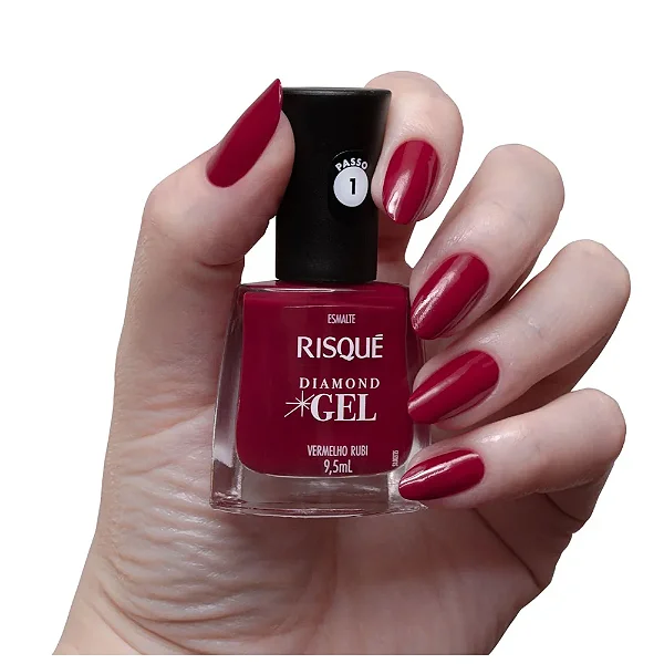 ESMALTE RISQUE EFEITO GEL VERMELHO RUBI 9,5ml