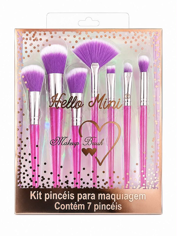 KIT DE PINCEIS MAKEUP BLUSH HELLO MINI 7 PÇS