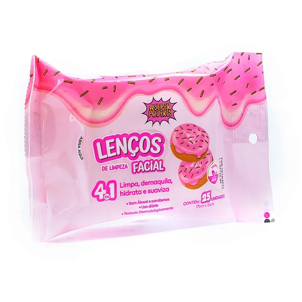 LENÇOS FACIAIS SUPER PODERES DONUTS 25un