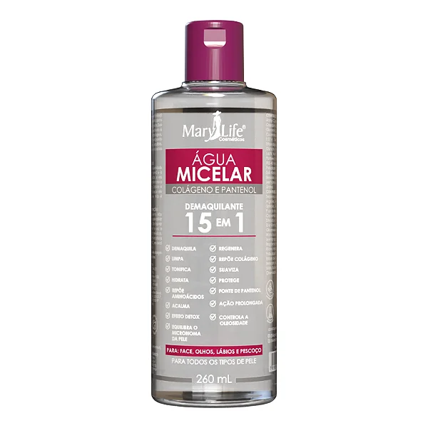 Água Micelar Mary Life Colágeno 260ml