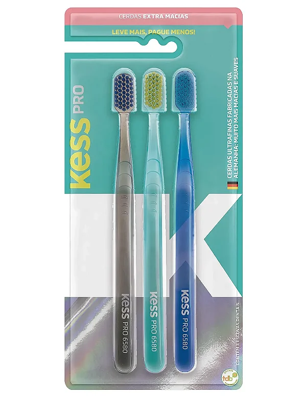 Pack 3 Escovas Dental Kess Pro Cod 2109