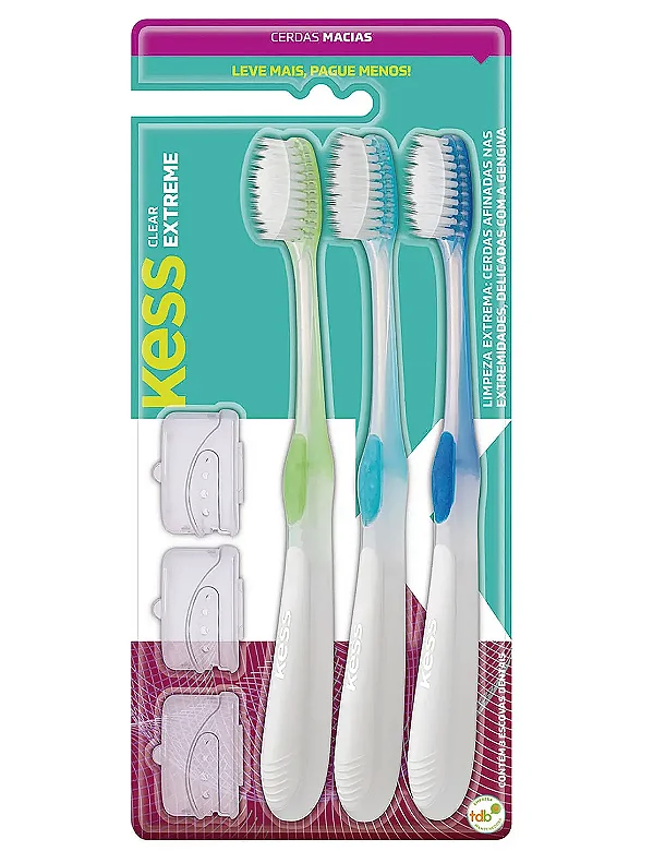 Pack 3 Escovas Dental Kess Clear Cod 2101