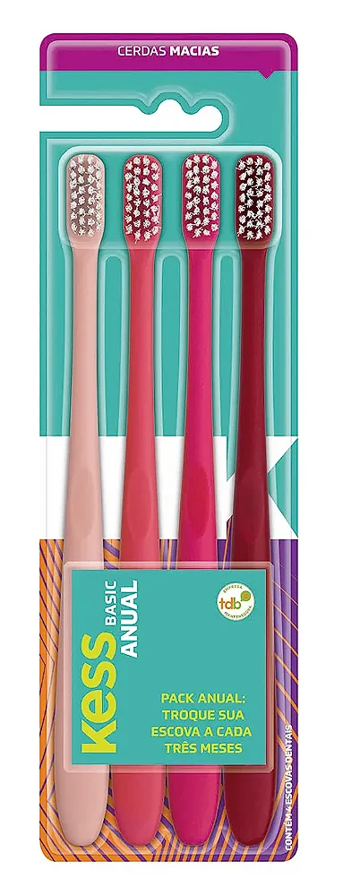 Pack 4 Escovas Dental Kess Basic Cod 2102