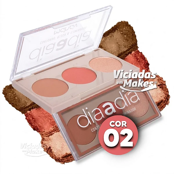 Paleta Cor 2 Contorno Blush Iluminador Mahav