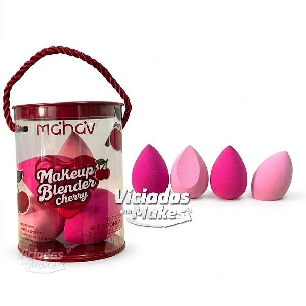Kit Pote Blender Cherry com 4 Esponjas Mahav