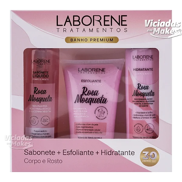 Kit 3 Unid Banho Premium Rosa Mosqueta Laborene