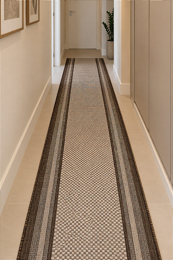 Passadeira Trilho Sisal Sintético Eco-Nature Nature Moldura Marrom 70- (Fazemos o comprimento sob medida)