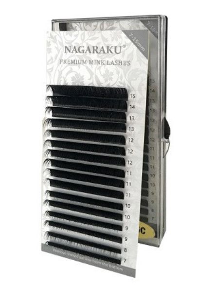 Cílios Nagaraku Premium Mix (7a15mm) - Curvatura D - Volume Russo e Fio A Fio - 0.5D