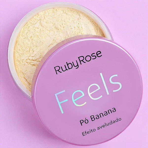 Pó Banana Ruby Rose Pó Facial Maquiagem Pó Solto para Acabamento Efeito Aveludado Feels