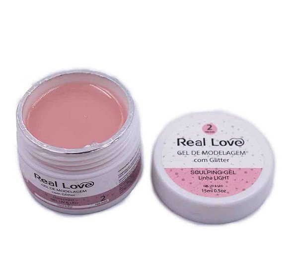 Real Love Gel de Modelagem Com Glitter Pink Nude 2 UV/LED 15ml