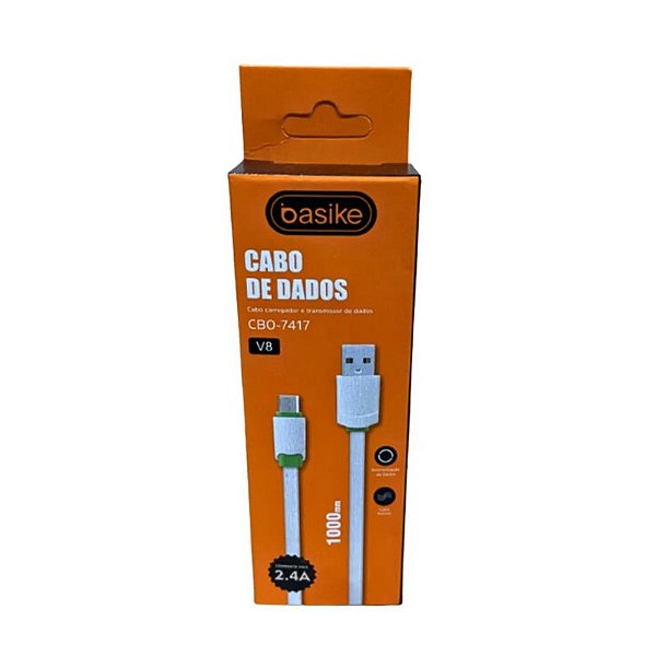 Cabo BASIKE - USB V8 - 2.4A - 1 Metro - CBO-7417