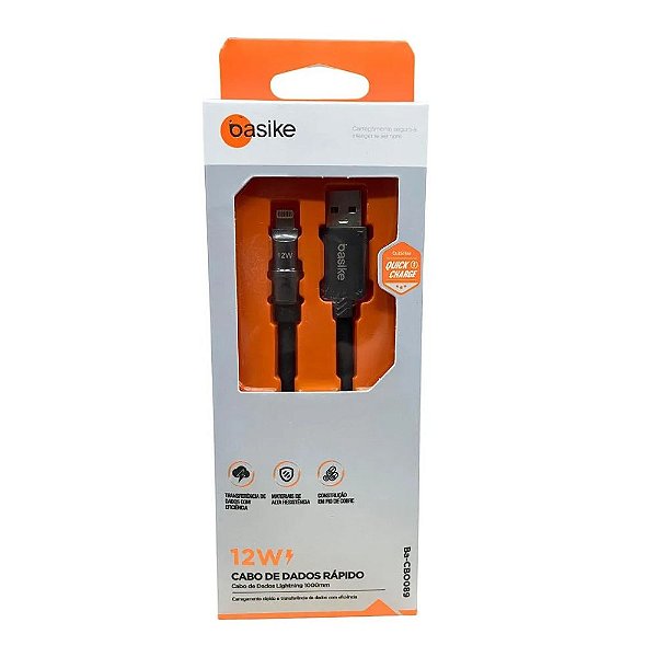 Cabo Basike - USB Lightning- 12W - 1 Metro - BA-CBO089