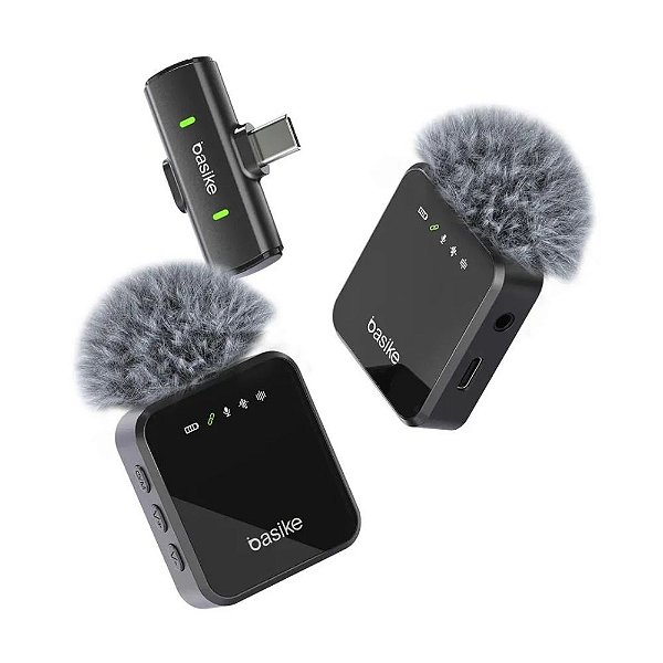Microfone Lapela Sem Fio Anti Ruído Usb-C - BASIKE - Ba-MIC0001
