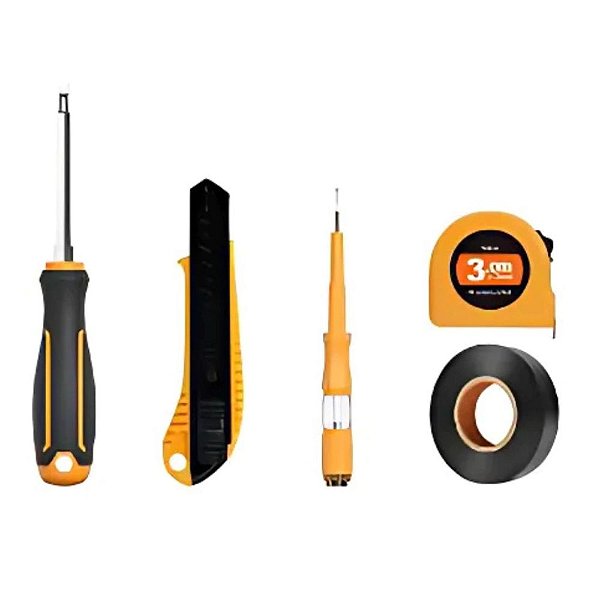 Conjunto de Ferramentas De Reparo 2 CHAVES DE FENDA, 1 FITA ISOLANTE, 1 ESTILETE E 1 TRENA MD-12763
