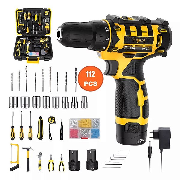 Furadeira Parafusadeira Chave De Impacto Sem Fio 12v Com Kit Ferramentas SCR-12917