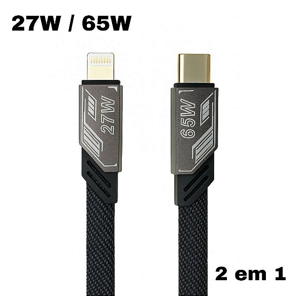 Cabo Basike 2 em 1 - USB - Lightning / Type C - 65W - 1 Metro - BA-CBO097