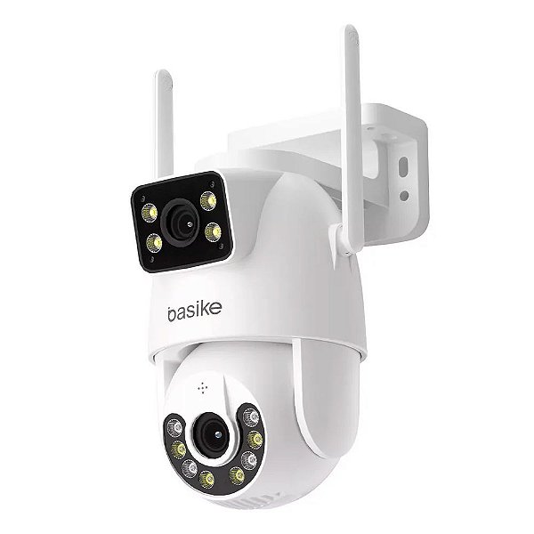 Câmera de Segurança Inteligente 360º Basike - Wi-Fi, Visão Noturna, Detecção de Movimento