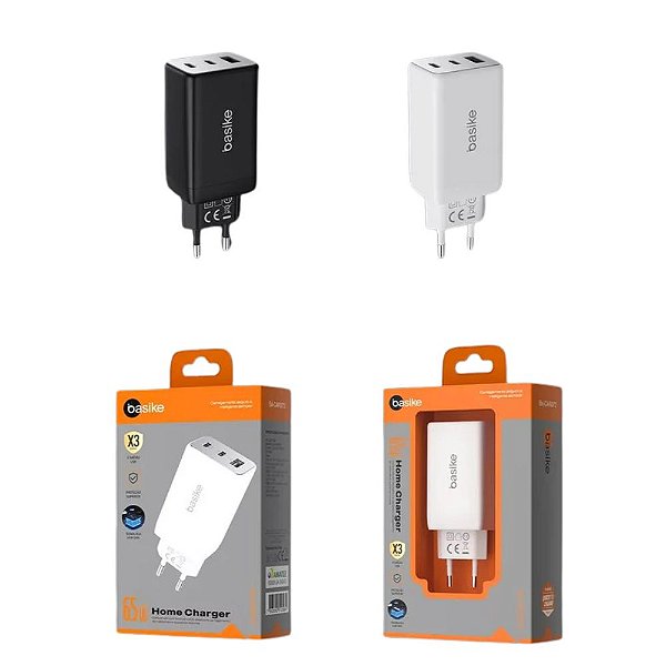 Carregador Turbo 2 Tipo C e 1 USB 65W Só Base BA-CAR072