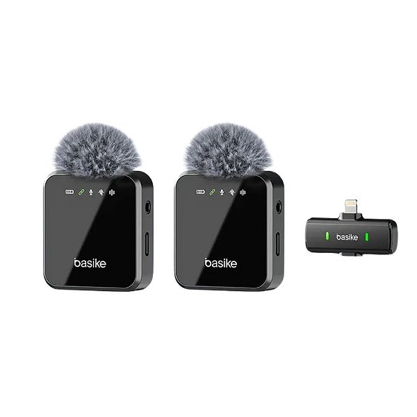 Microfone Lapela Sem Fio Anti Ruído Lightning - BASIKE - Ba-MIC0002